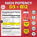 Vitamin B12 Gummies for Adults 5000mcg with Vitamin D3 5000 IU - Chewable B12 Vitamin 5000 MCG Gummies for Women, Vitamin D and B12 Gummy Vitamin 3