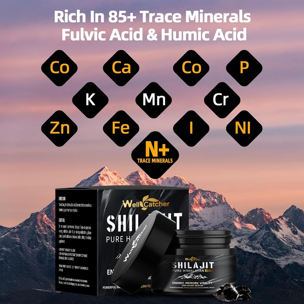 Pure Himalayan Shilajit Resin for Men Women: Natural Organic Shilajit Supplement 600MG Rich in 85+ Trace Minerals 75%+ Fulvic Acid for Energy Immunity Focus Support 50 Servings 3
