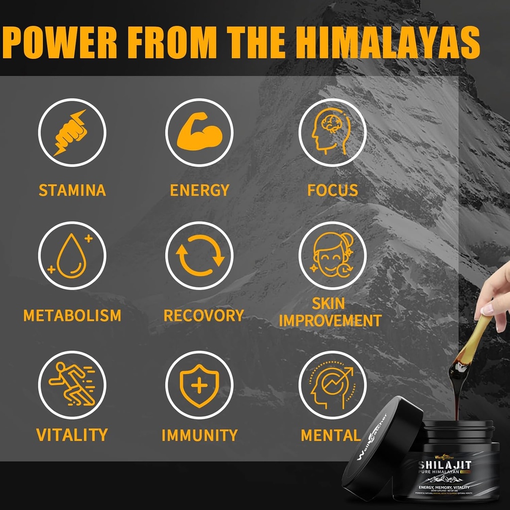 Pure Himalayan Shilajit Resin for Men Women: Natural Organic Shilajit Supplement 600MG Rich in 85+ Trace Minerals 75%+ Fulvic Acid for Energy Immunity Focus Support 50 Servings 4
