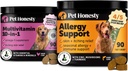 10 in 1 Multivitamin + Allergy Support Soft Chew Supplement Bundle - Skin & Seasonal Pollen Allergies - Itch Relief for Dogs - Joint, Digestive, Heart, Skin, Coat & Immune Support Vitamin 2