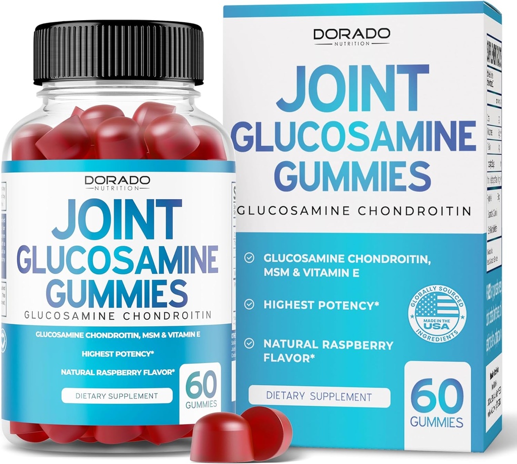 Glucosamine Chondroitin Gummies Joint Supplement - Glucosamine Gummies for Adults Nutritional Supplements - Joint Supplements for Men & Women - Delicious Raspberry Flavor - (60 Count) 2