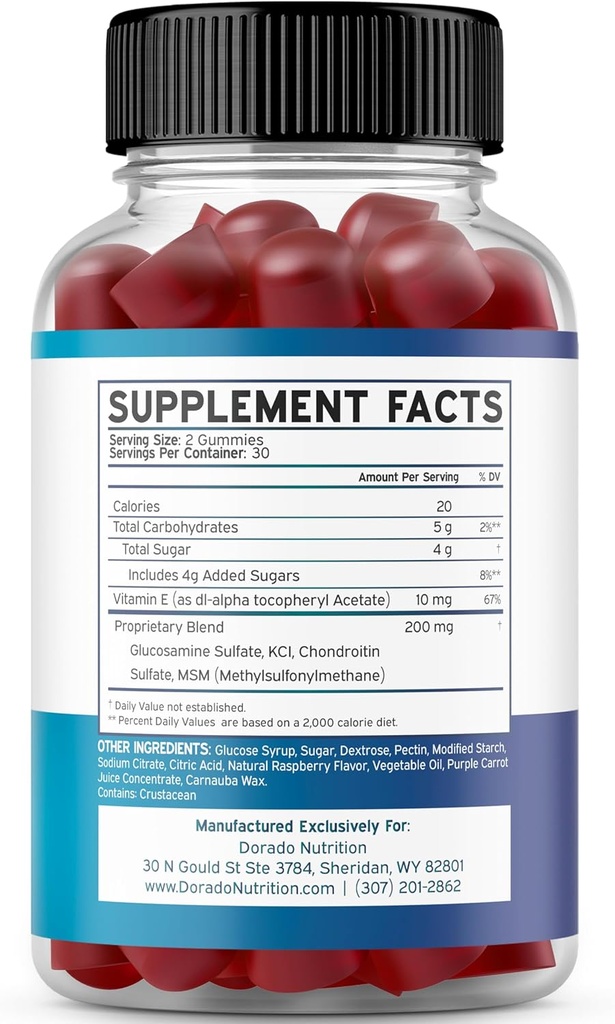 Glucosamine Chondroitin Gummies Joint Supplement - Glucosamine Gummies for Adults Nutritional Supplements - Joint Supplements for Men & Women - Delicious Raspberry Flavor - (60 Count) 3