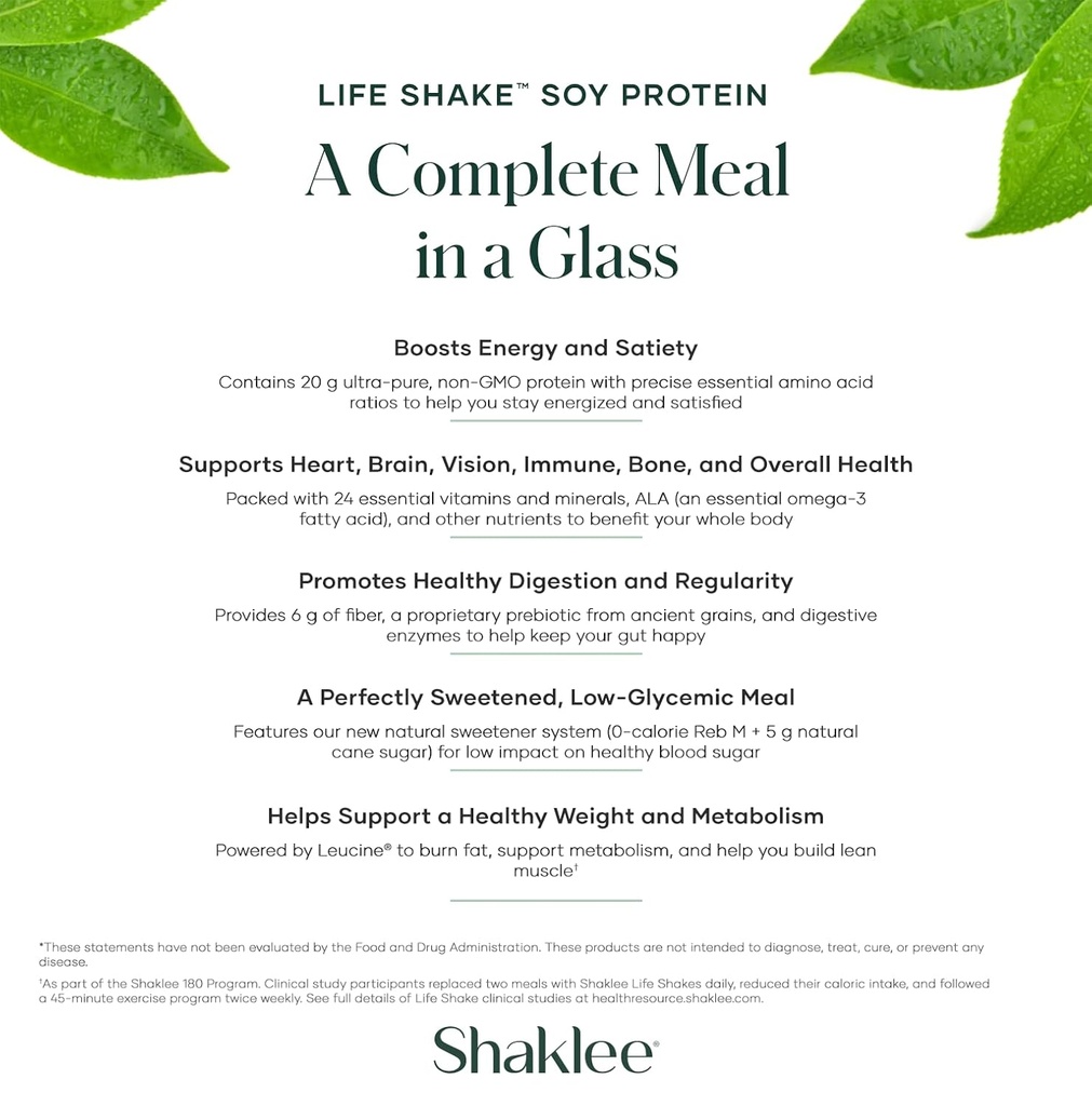 Shaklee Life Shake™ Soy Protein French Vanilla - Complete Meal Replacement with 20g Protein, 6g Fiber, 24 Vitamins & Minerals - Supports Satiety & Healthy Weight - Non-GMO - 14 Servings 4
