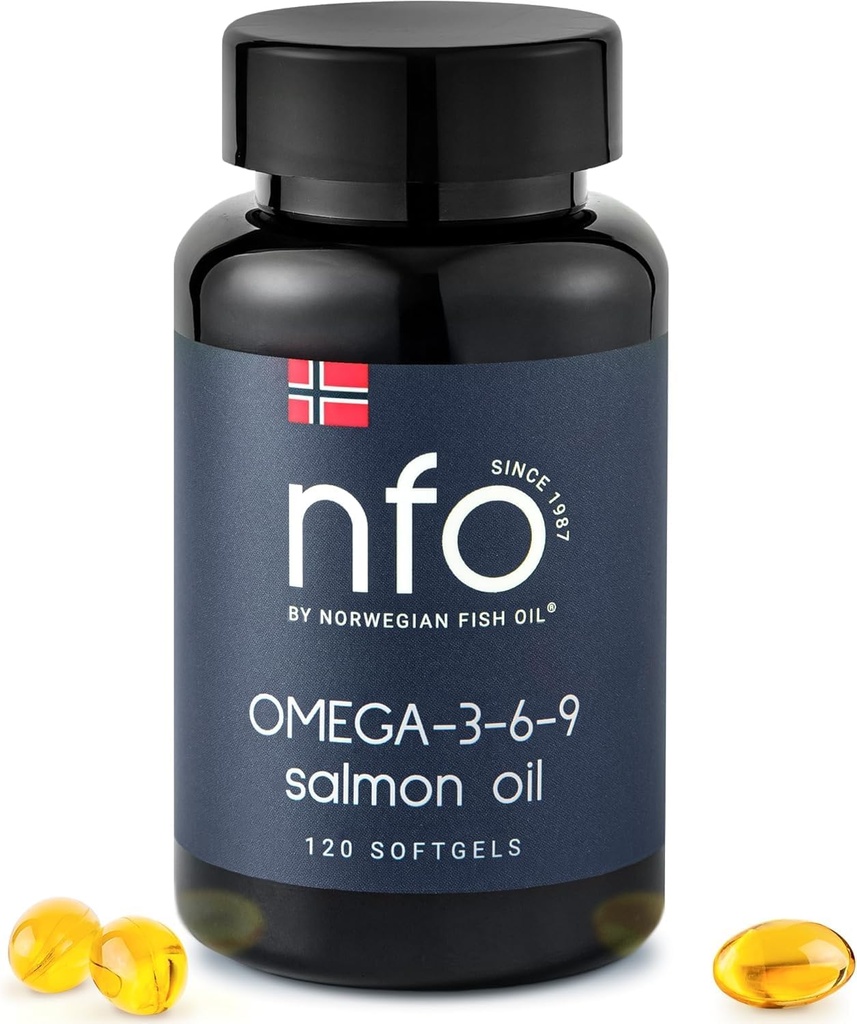 NFO Omega 3 6 9 Salmon Oil [120 Mini Softgels] Premium Norwegian Omega 369 Fish Oil Capsules, High-Potency EPA, DHA & DPA in Natural Triglyceride Form, Fishoil Complex with Amino Acids 2