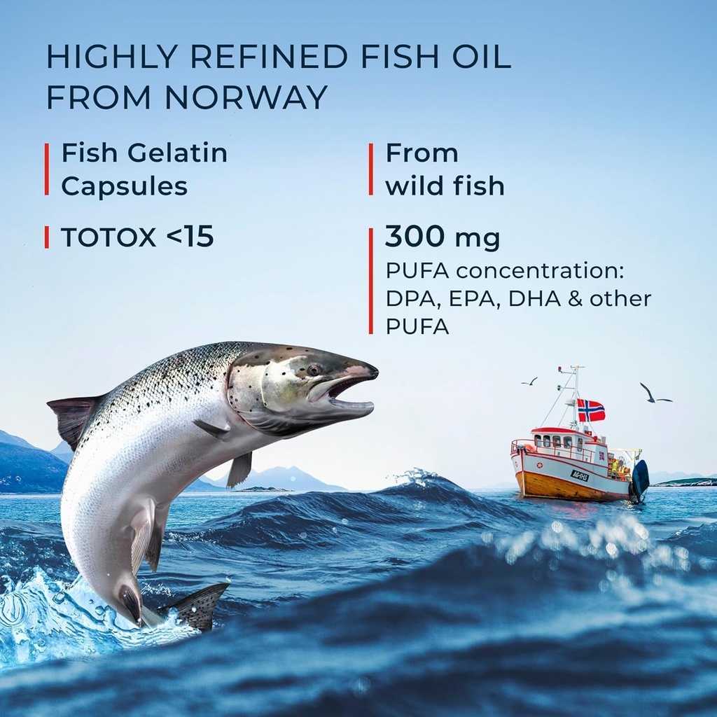 NFO Omega 3 6 9 Salmon Oil [120 Mini Softgels] Premium Norwegian Omega 369 Fish Oil Capsules, High-Potency EPA, DHA & DPA in Natural Triglyceride Form, Fishoil Complex with Amino Acids 5