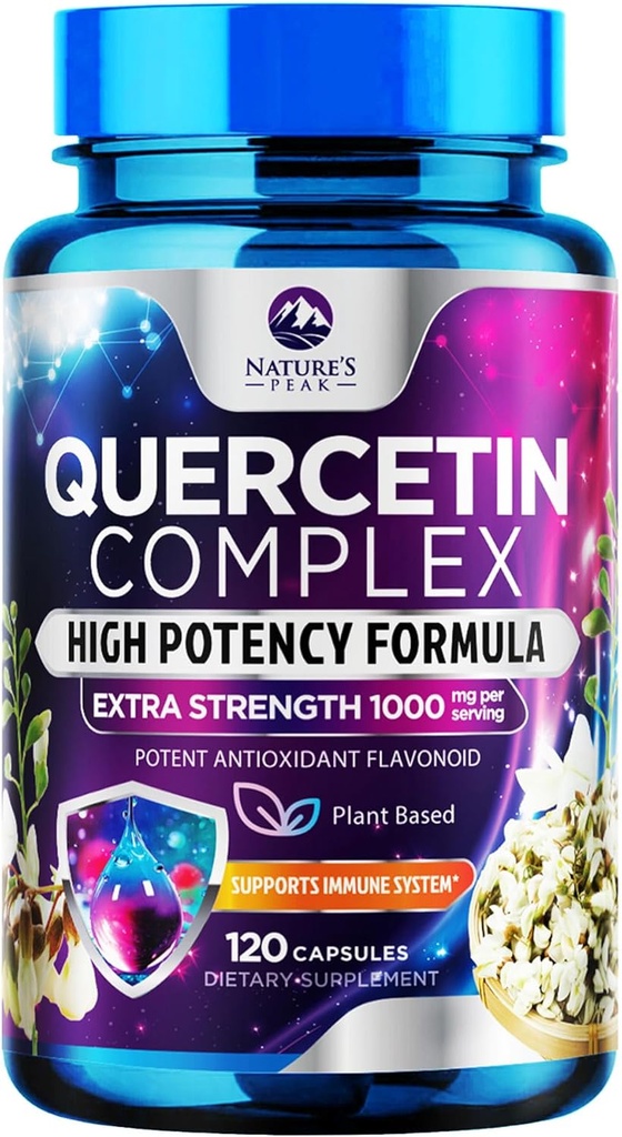 Quercetin Supplement 1000mg - Natural, Plant-Based Support for Immune, Cellular, Respiratory & Seasonal Changes - Extra Strength Quercetin Dihydrate from Sophora Japonica - 120 Veggie Capsules 2