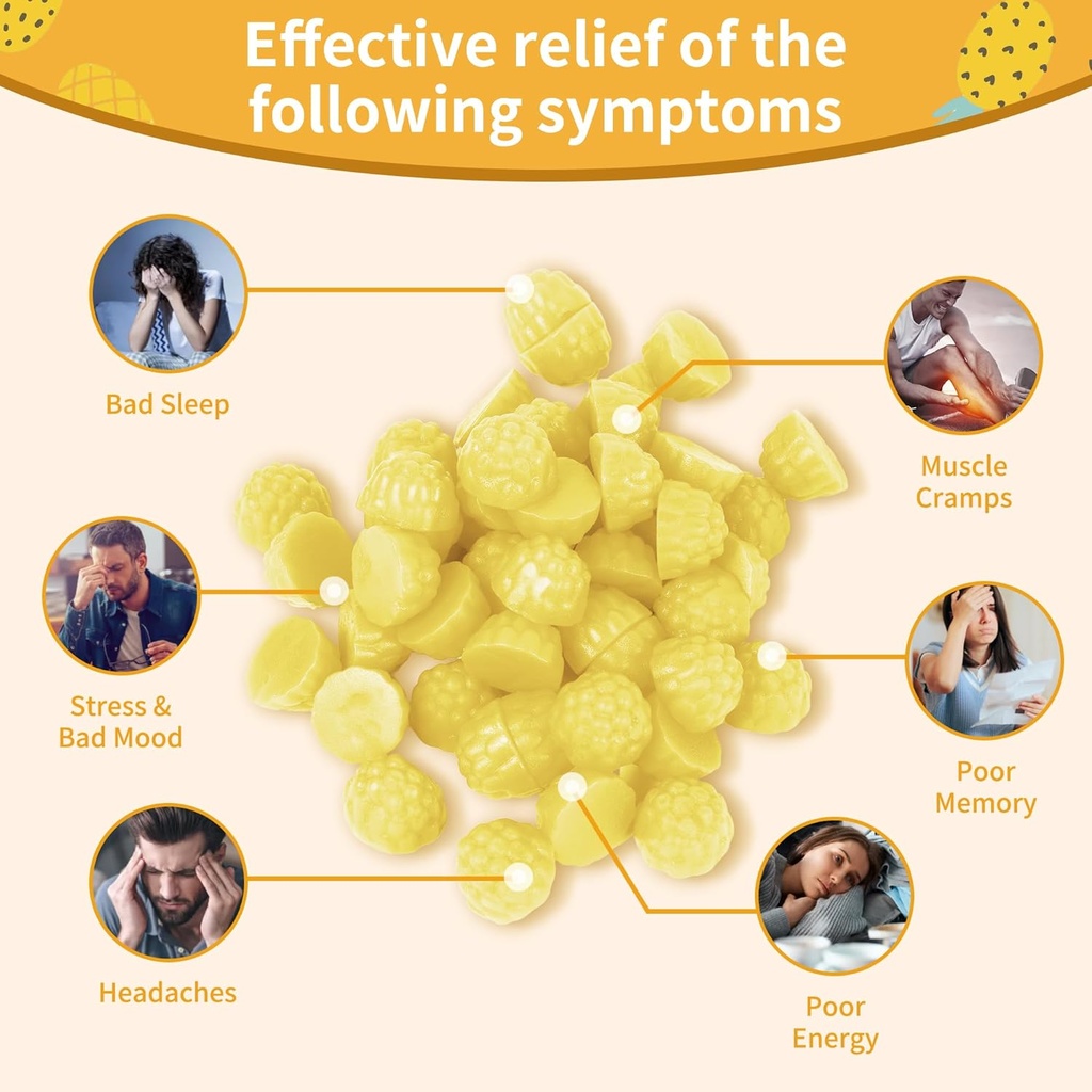Magnesium Glycinate Gummies 1000mg - Sugar Free Magnesium Potassium Supplement with Vitamin D, B6, CoQ10 for Calm Mood & Sleep Support - 60 Pineapple Gummies -1 Pack 3