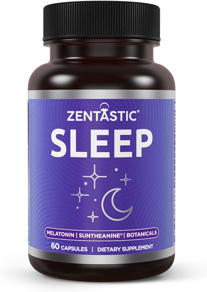 Zentastic Sleep Aid - Non Habit Forming for Healthy Sleep - Melatonin, Valerian, Suntheanine, Magnesium, Herbals, & More - Natural Sleep Aid for Adults - Sleeping Pills - Made in USA, 60 Capsules 2