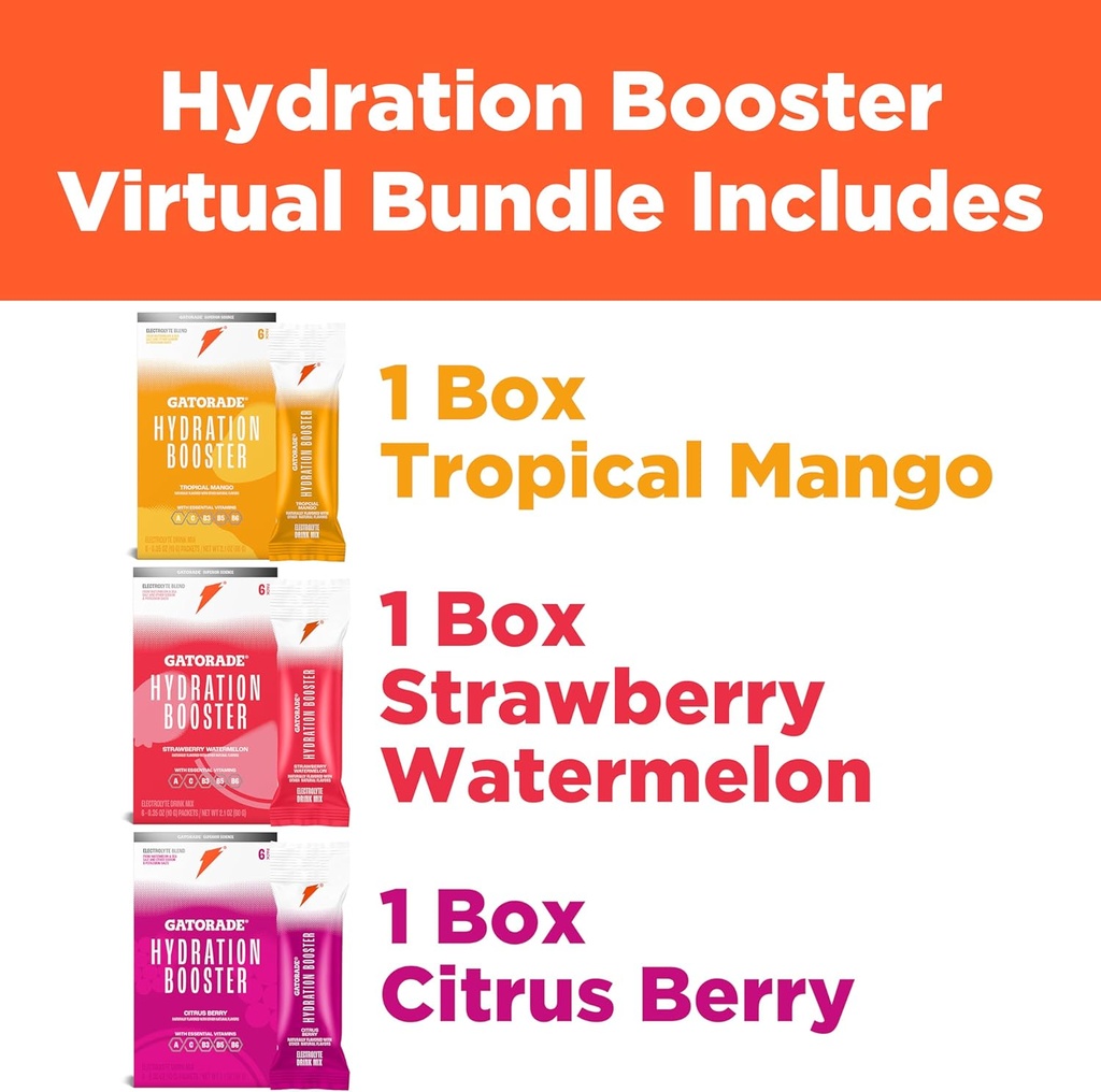 Gatorade Hydration Booster - All 3 Flavors (Strawberry Watermelon, Tropical Mango, Citrus Berry) 3