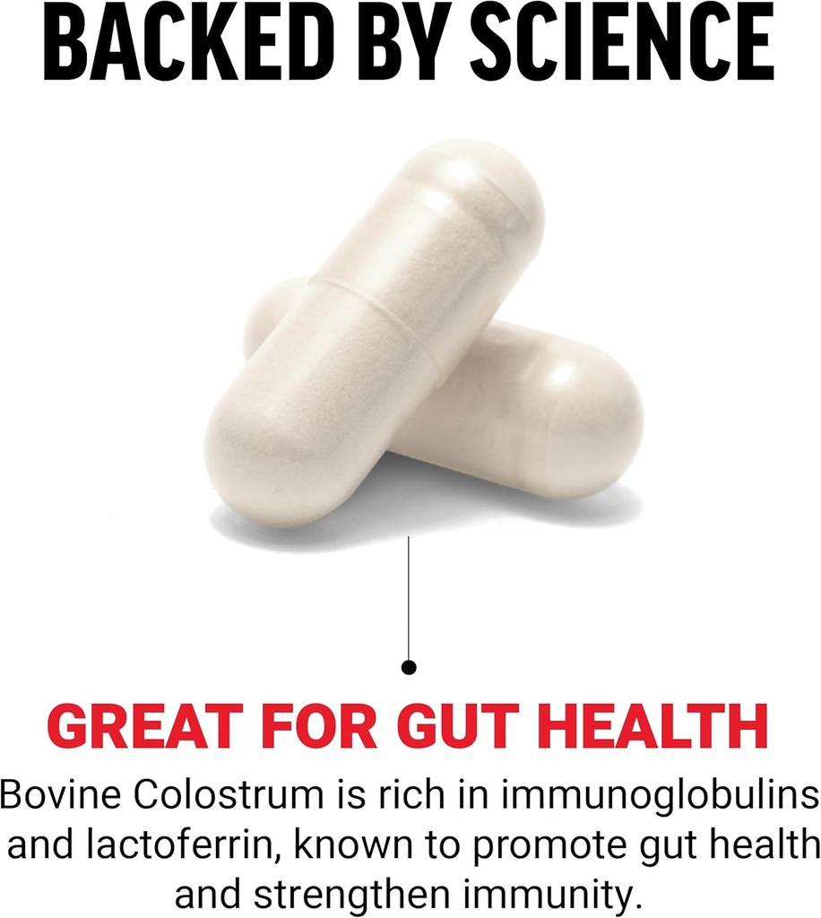 FORCE FACTOR Bovine Colostrum Capsules Supplement with Immunoglobulin and Lactoferrin to Support Gut Health & Immunity, Hormone & Antibiotic-Free, Made in The USA, Premium Quality, 120 Capsules 4