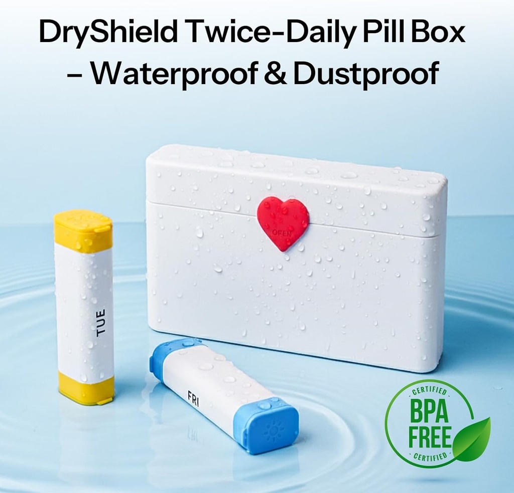 Daviky Pill Organizer 2 Times a Day - Large Capacity Weekly AM PM Pill Box with Heart Latch, 7 Day Travel Pill Case, Cute Medicine Organizer for Medication, Vitamins, Supplements 6
