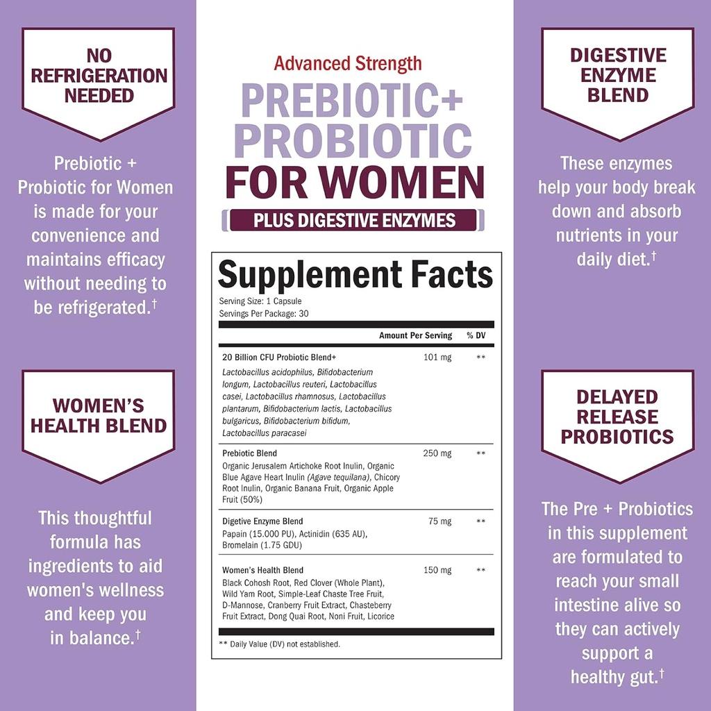 BioSchwartz Probiotic Menopause Supplement for Women (1 Month Supply) Plus Prebiotics and Probiotics with Digestive Enzymes for Women (1 Month Supply) 3