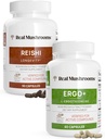 Real Mushrooms Ergothioneine (60ct) and Reishi 415 (90ct) Bundle with Shiitake and Oyster Mushroom Extracts - Longevity and Relaxation -Vegan, Gluten Free, Non-GMO - Natural Support for Healthy Aging 2