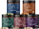 TRIBE ORGANICS Life Mastery Bundle – Organic KSM-66 Ashwagandha + Boswellia Complex + Curcumin C3 Complex + Organic Lions Mane + Organic Moringa 2