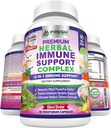 Immune Support Herbal Supplement - 12 in 1 Daily Immune Defense Booster - Garlic, Ginger, Elderberry, Holy Basil, Green Tea Extract, Milk Thistle, Mushroom & Panax Ginseng - 90 Vegan Capsules Pills 2