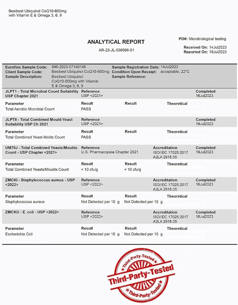 Ubiquinol CoQ10-600mg-Softgel, Active Coq10 Ubiquinol Supplement with Vitamin E & Omega 3, 6, 9, High Absorption-Coenzyme-Q10, Powerful Antioxidant for Energy Production, Tested, 480 Count 3