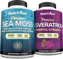 Nutrivein Premium Sea Moss Capsules & Resveratrol Supplement Bundle: High-Absorption Resveratrol Capsules and Irish Sea Moss for Digestion, Vitality, & Repair 2