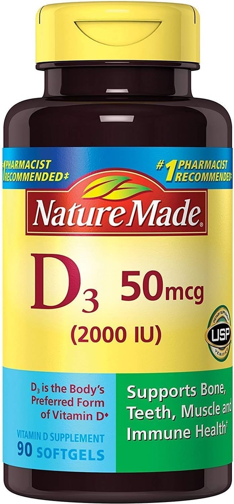Nature Made Vitamin D3 2000 IU Liquid Softgels 90 ea (Pack of 2) 2