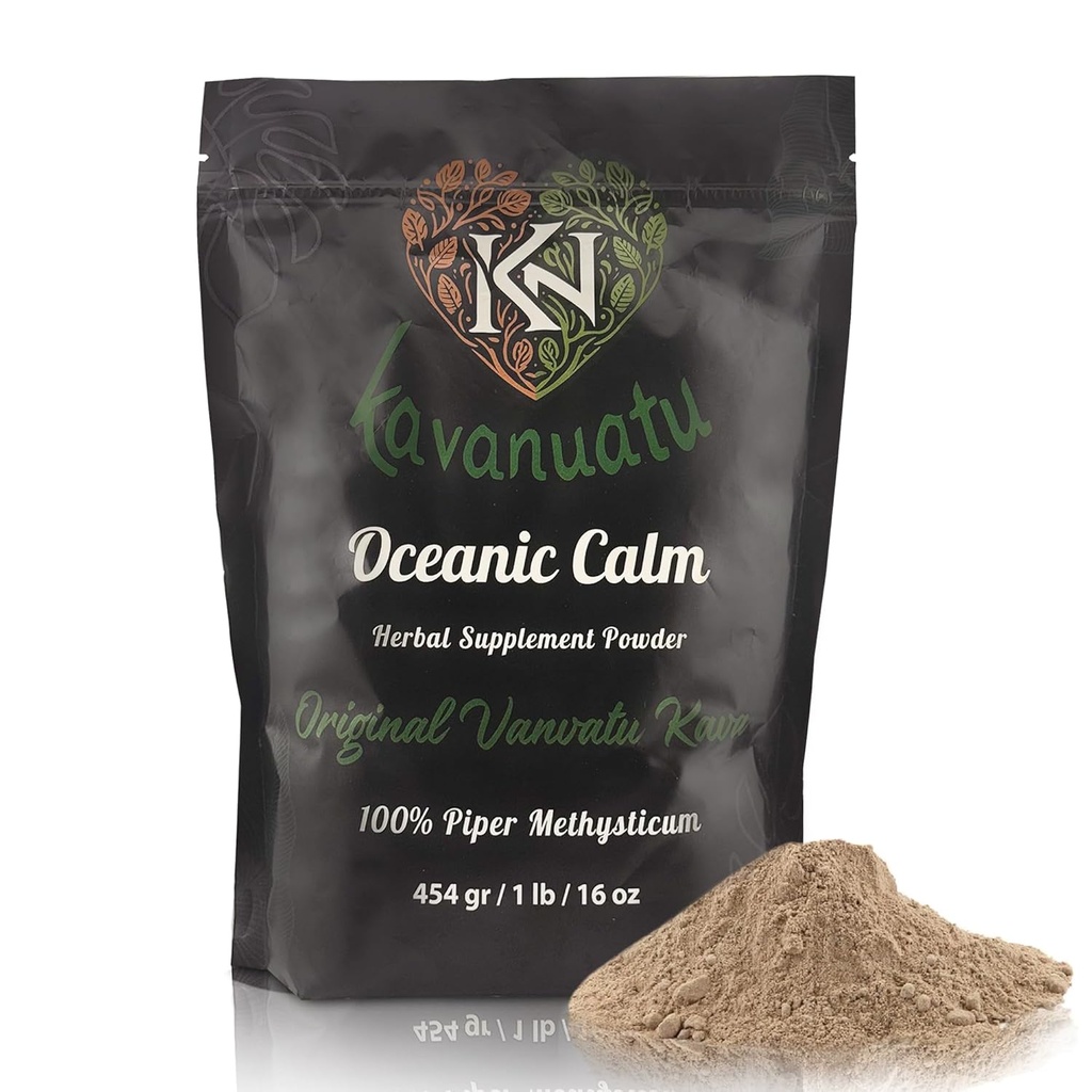KAVANUATU Kava Root Powder - 100% Piper Methysticum, Organic, Vegan, Non-GMO Herbal Noble Kava Powder - High Kavalactone Content - Natural Kava Tea Drink for Island-Style Relaxation, 454gr/16oz 2