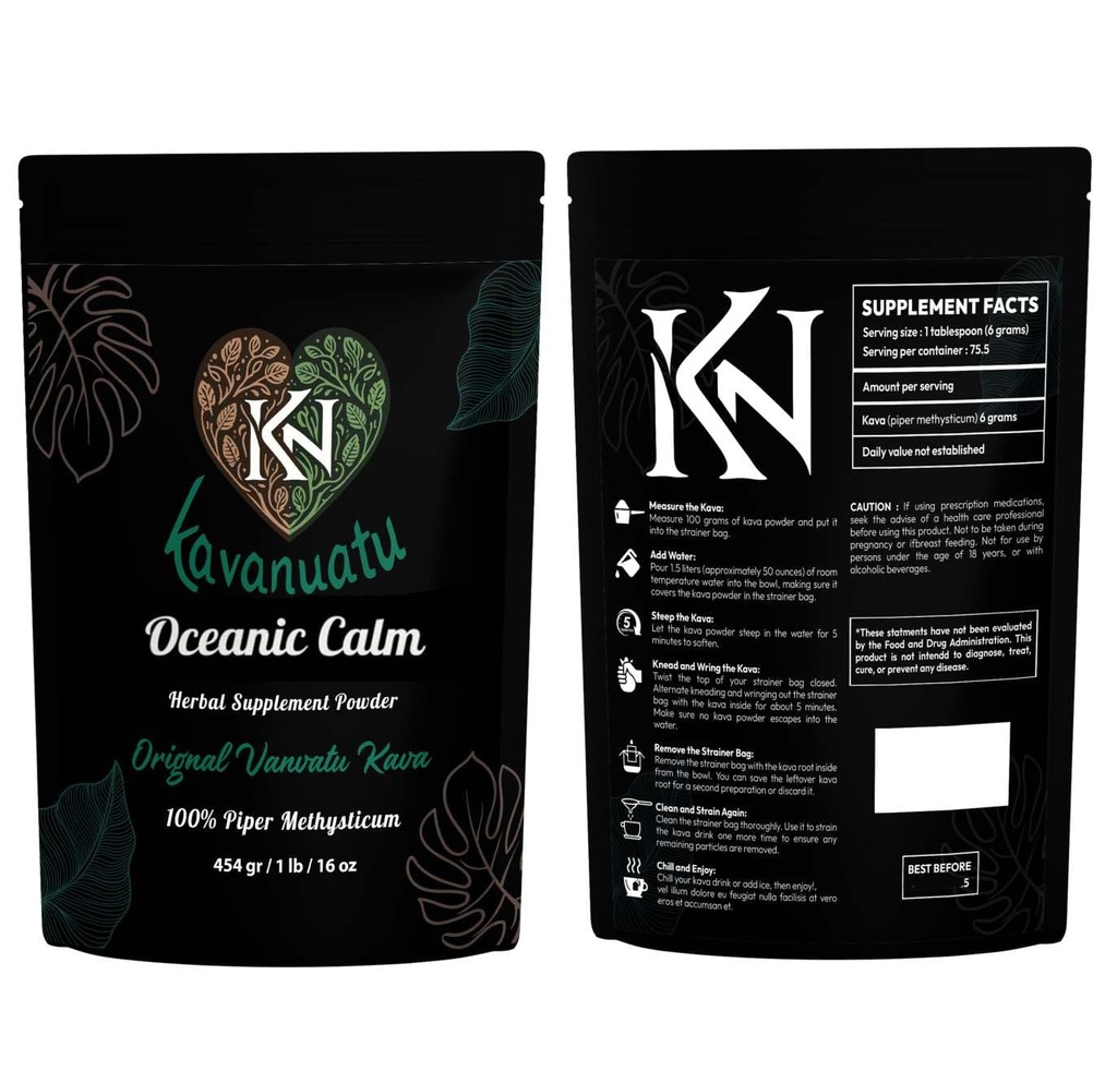 KAVANUATU Kava Root Powder - 100% Piper Methysticum, Organic, Vegan, Non-GMO Herbal Noble Kava Powder - High Kavalactone Content - Natural Kava Tea Drink for Island-Style Relaxation, 454gr/16oz 3