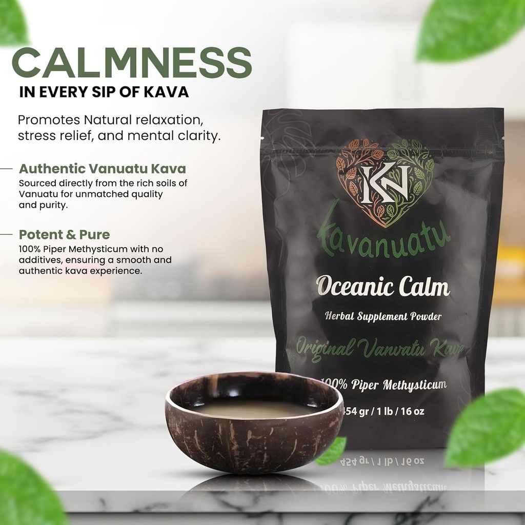 KAVANUATU Kava Root Powder - 100% Piper Methysticum, Organic, Vegan, Non-GMO Herbal Noble Kava Powder - High Kavalactone Content - Natural Kava Tea Drink for Island-Style Relaxation, 454gr/16oz 4
