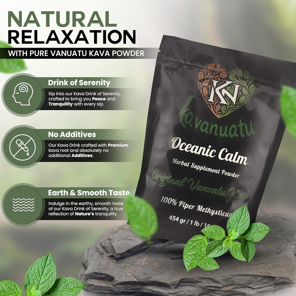 KAVANUATU Kava Root Powder - 100% Piper Methysticum, Organic, Vegan, Non-GMO Herbal Noble Kava Powder - High Kavalactone Content - Natural Kava Tea Drink for Island-Style Relaxation, 454gr/16oz 6