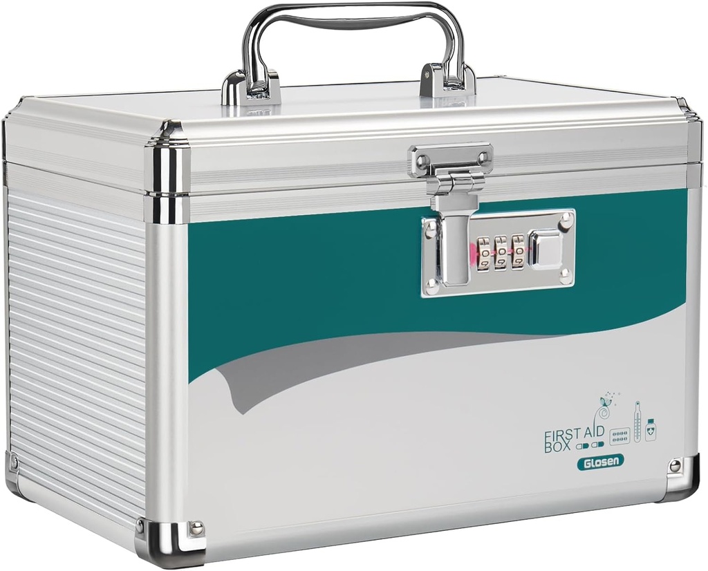Glosen Medicine Lock Box with Combination Lock, Medication lock box【Small 10x6.7x6.7 Inch】,medical box organizer 2