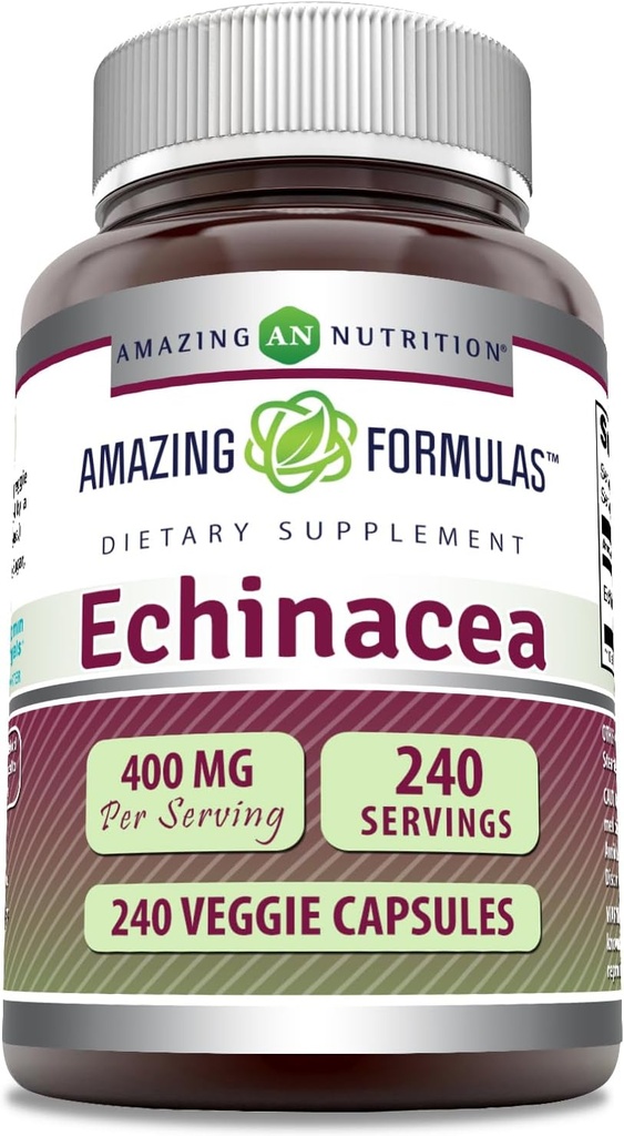Amazing Formulas Echinacea Supplement | 400 Mg Per Serving | 120 Veggie Capsules | Non-GMO | Gluten Free | Made in USA 2
