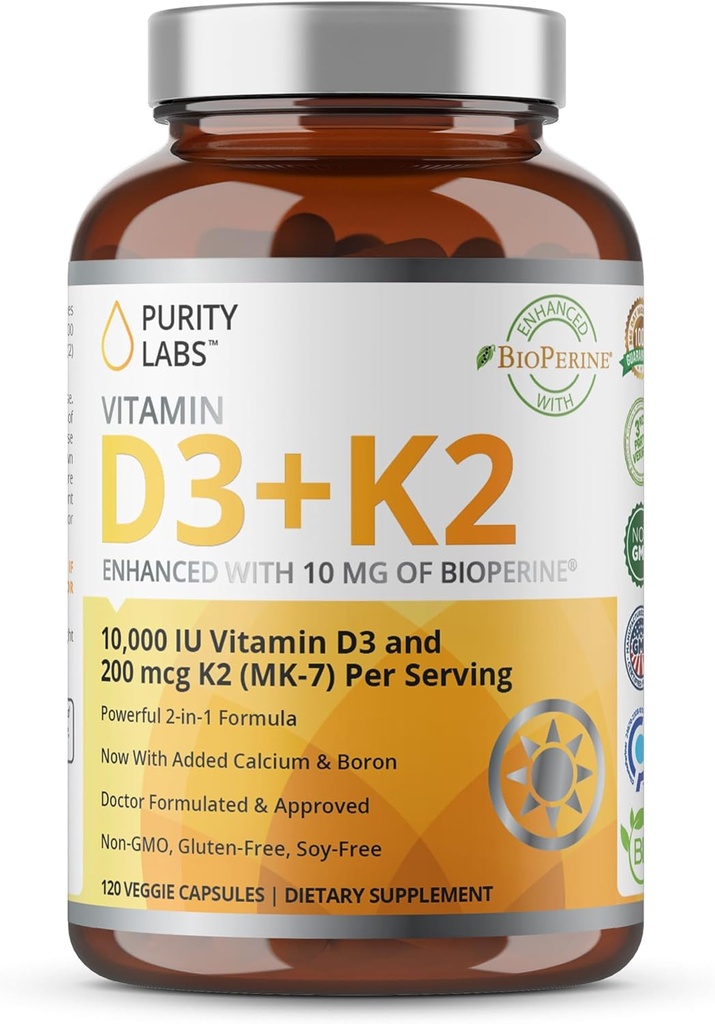 Purity Labs Vitamin D3 K2 & Pure Trans-Resveratrol Supplement 3