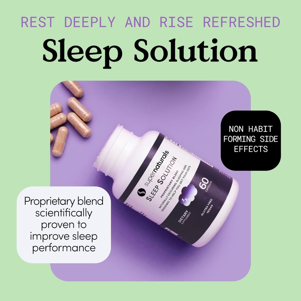 Health Sleep Solution, Sleep Supplement for Adults, Magnesium and Melatonin for Sleep Provides Natural Sleep Support, Vegan Ingredients, Gluten-Free Magnesium Sleep Supplement, 60 Capsules 3