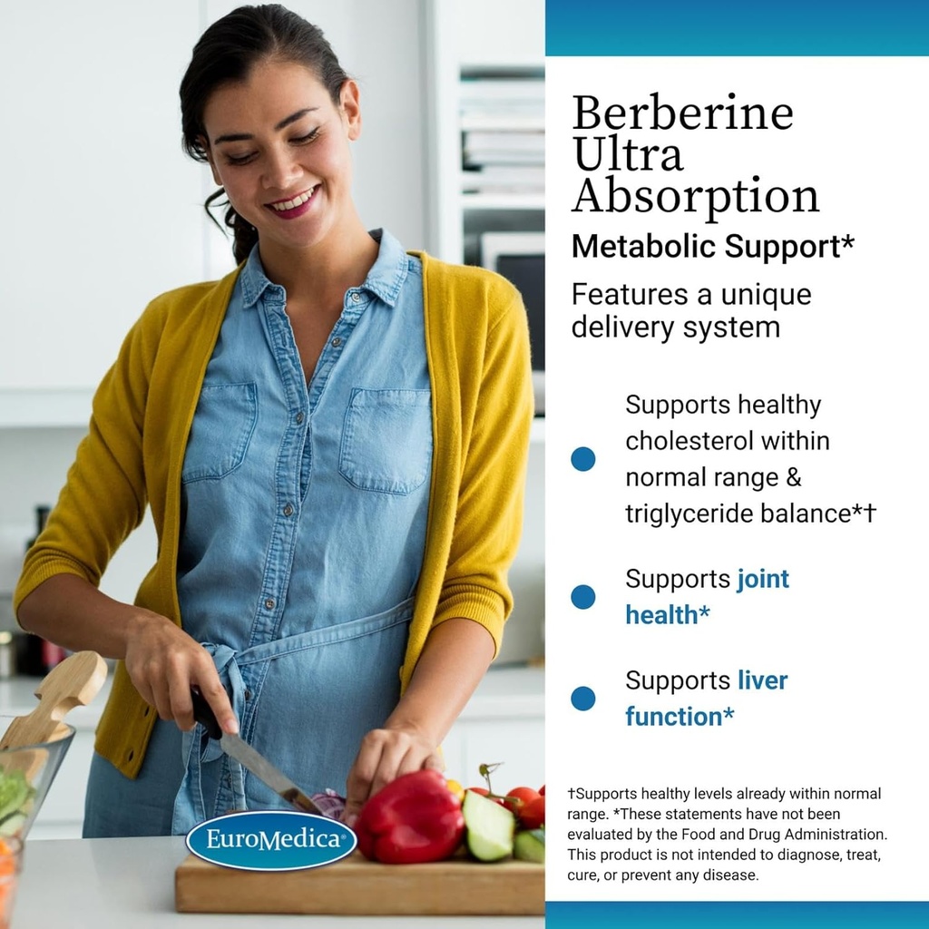 EuroMedica Ultra Absorption - Brain & Liver Health Support Supplement - Ultra-Absorption Support Supplement with Indian Barberry Root Extract - Vegan Capsules Aid Metabolic Health - 60 Capsules 4