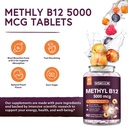 Vitamin B12 and Probiotics 50 Billion Bundle, Methylcobalamin 5000mcg for Energy Production, with Organic Prebiotics, Digestive & Immune Support, B12 Tablets 90 ct & Probiotics Capsules 60ct 6