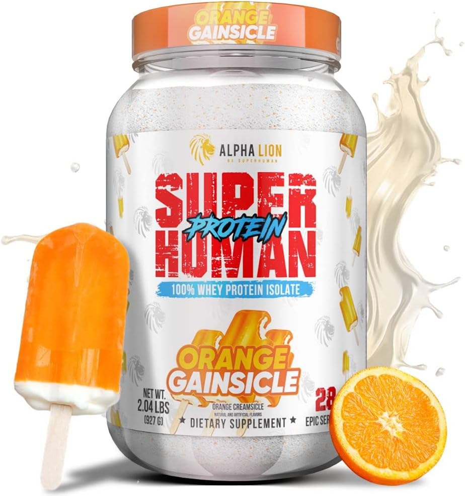 ALPHA LION Superhuman Whey Protein Powder, Great Tasting Pure Whey Protein Isolate, Low Carb, Low Sugar, No Bloat Post Workout, Muscle Recovery & Growth (28 Servings, Orange Gainsicle) 2