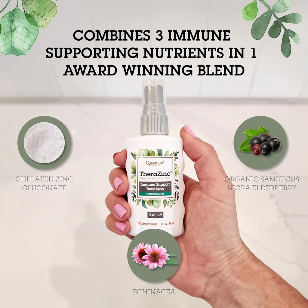 Quantum Health TheraZinc Oral Spray, Made with Zinc Gluconate for Immune Support and Throat Relief in a Soothing Spray, 2 Oz. 4