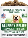 Allergy Relief Dog Treats + Dog Probiotics Chews Bundle - Omega 3 + Pumpkin + Enzymes for Itchy Skin Relief + Digestive Enzymes + Prebiotics for Gas, Diarrhea, Constipation, Upset Stomach Relief 3