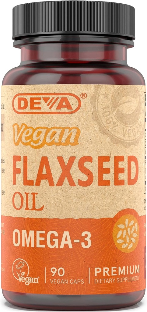Deva Vegan Omega-3 Flaxseed Oil Supplement - 1000 MG Per Serving - Cold-Pressed & Unrefined - Fish Oil Alternative - with Omega-3 ALA - 90 Capsules, 12-Pack 2