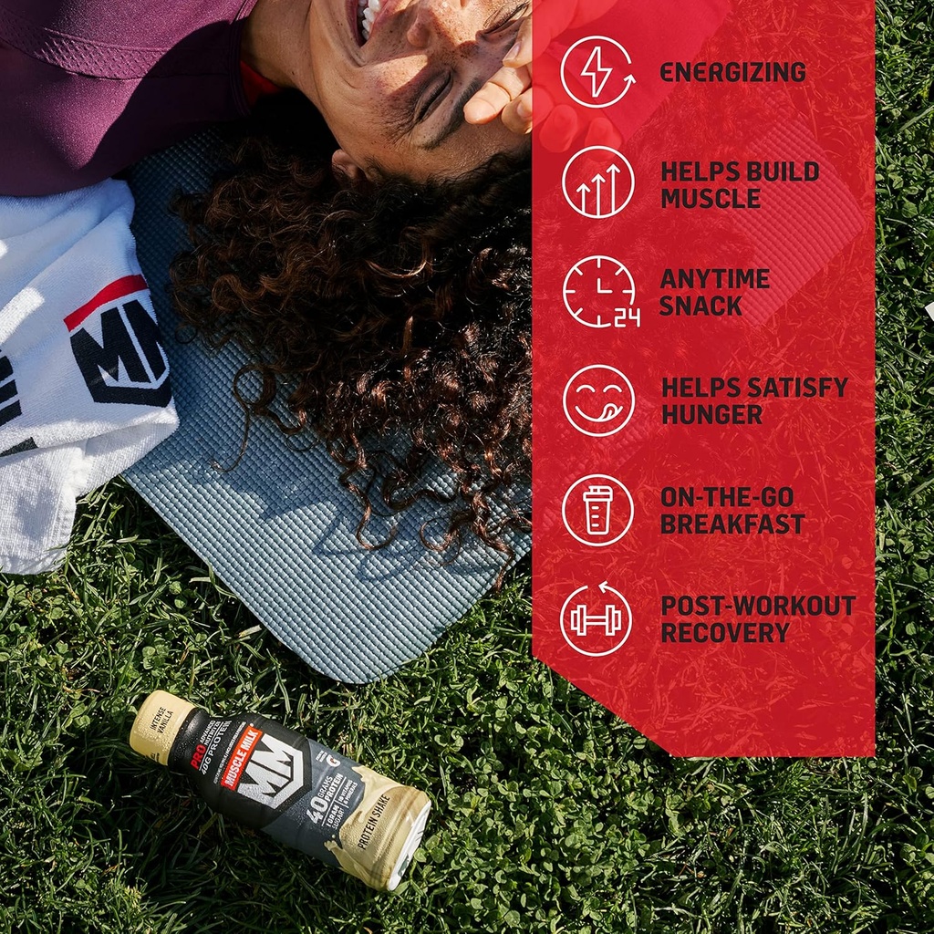 Muscle Milk Pro Advanced Nutrition Protein Shake, Knockout Chocolate, 11.16 Fl Oz (Pack of 12), 32g Protein, 1g Sugar, 16 Vitamins & Minerals, 5g Fiber, Workout Recovery, Energizing Snack, Packaging May Vary 6