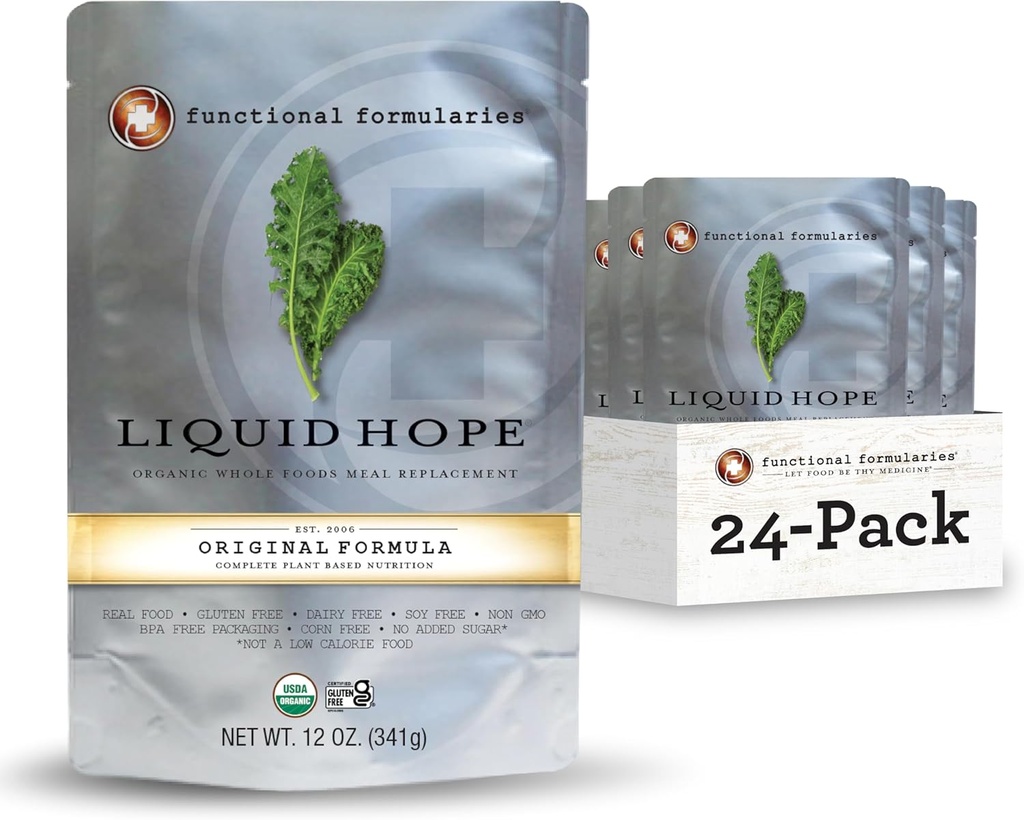 Functional Formularies Liquid Hope Organic Tube Feeding Formula And Nutritional Meal Replacement Supplement, 12 Oz Pouch, Pack of 24 2