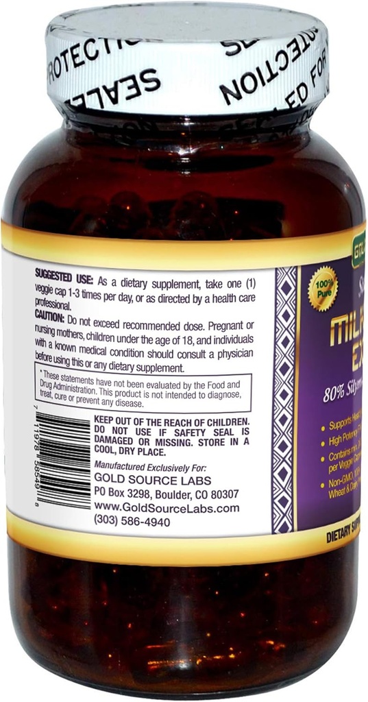 Organic Milk Thistle Capsules, 180 Caps, Pure Milk Thistle Powder Plus 80% Silymarin Extract Standardized Complex, 450 mg, Natural Liver Health Supplement, Immune Boost, Detox and Cleanse 3