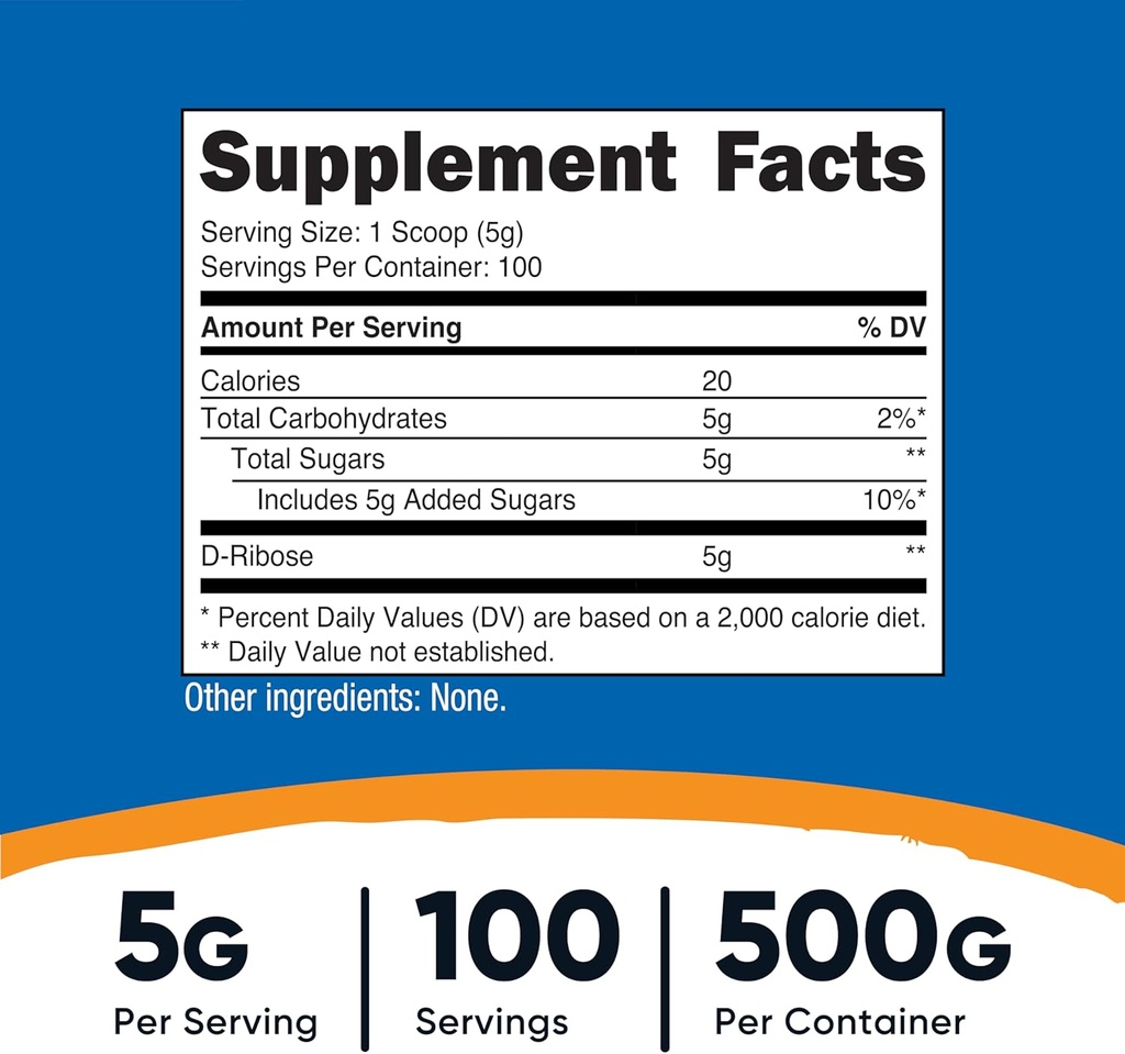Nutricost D-Ribose Powder 500 Grams - 5000mg Per Serving, Non-GMO (500 G (2 Pack)) 3