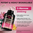 D-Mannose 2000mg with Cranberry 500mg & Hibiscus - Clinically Tested Strength for Urinary Tract Health - Supplement for Women - Bladder, Liver & Microflora Support - Made in USA - Vegan, Pack of 2 5