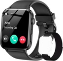 IOWODO Smart Watch for Men Women - 1.85''HD Screen with Make and Answer Calls, with AI Voice Assistant, SpO2/Heart Rate/Sleep Monitor, 100+ Sports Modes, Smartwatch for Android and iOS (2 Straps) 2
