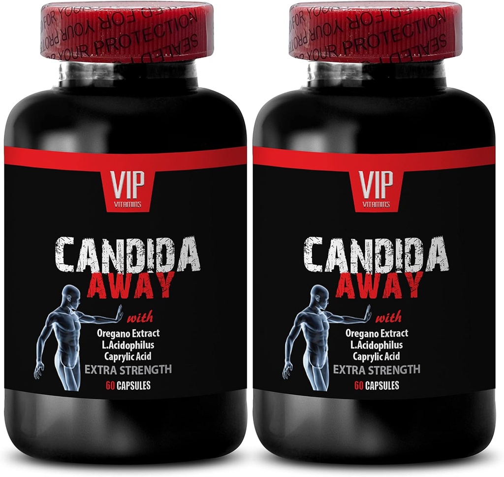 Organic Reishi Mushroom Powder - CANDIDA AWAY - Digestive Cleanse (2 bottles 120 capsules) - Anti Overgrowth Supplement - Oregano Leaf Extract - candida away extra strength - candida cleanse - candida 2