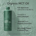 Sports Research Keto MCT Oil from Organic Coconuts - Fatty Acid Fuel for Body + Brain - Triple Ingredient C8, C10, C12 MCTs - Perfect in Coffee, Tea, & More - Non-GMO & Vegan - Unflavored (128 Oz) 5