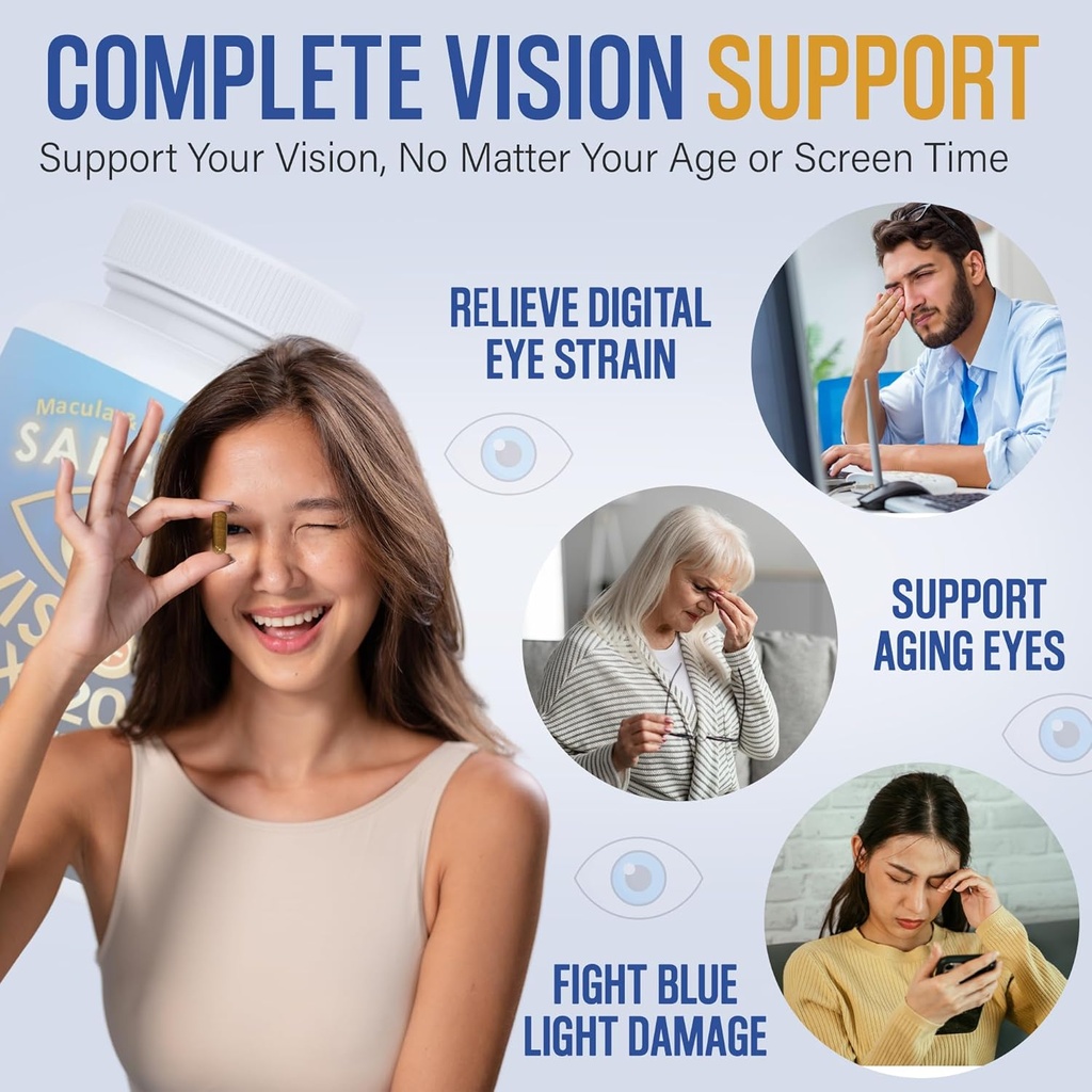 EXIR Eye Vitamins Lutein, Saffron Astaxanthin, Zeaxanthin, Grape Seed, Turmeric Supplement for Floaters, Strain, Pressure, Night Vision, VM20-30 Capsules 5