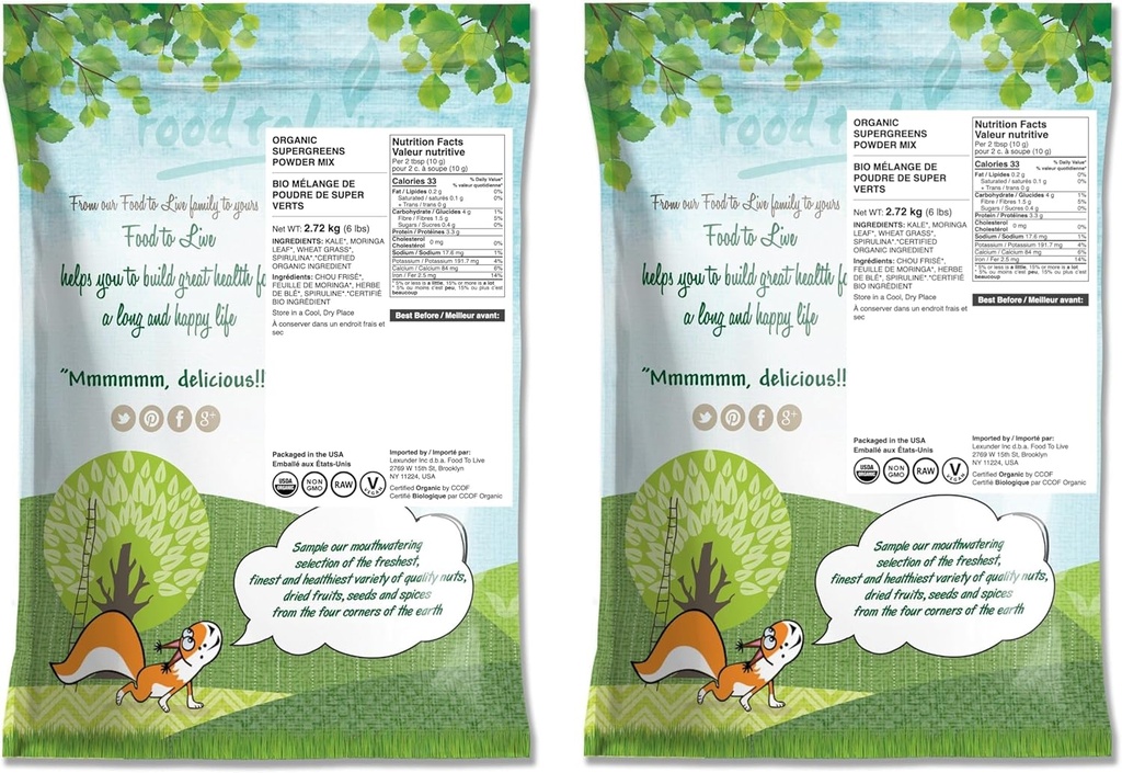 Organic SuperGreens Powder Blend, 12 Pounds – Mixed Kale, Moringa, Spirulina, Wheatgrass Powders. Non-GMO, Pure, Vegan, Bulk. Rich in Antioxidants, Chlorophyll. Great for Juices, Smoothies, Baking 4