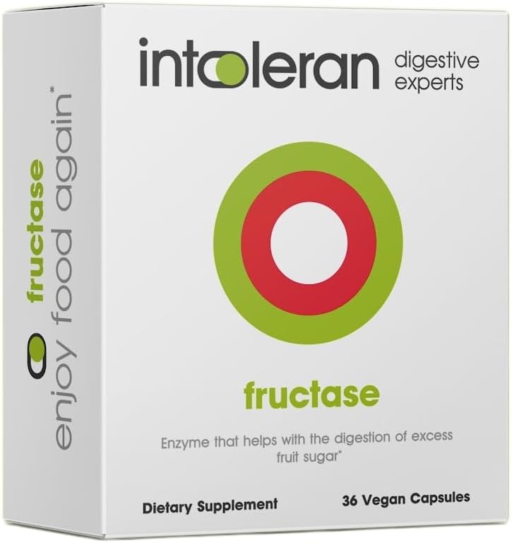 Intoleran Fructase Digestive Enzymes - 36 Capsules | Supplement for Fructose Intolerance | Enzymes to Help Digest Sugary Foods & Drinks (Fruit Sugar) | Fast Acting | Pure and Vegan | Low FODMAP 2