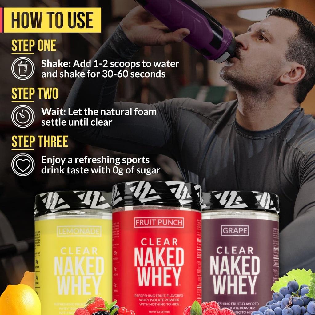 Naked Clear Whey Protein Isolate, Lemonade Protein Powder Isolate, No Gmos Or Artificial Sweeteners, Gluten-Free, Soy-Free - 28 Servings 5