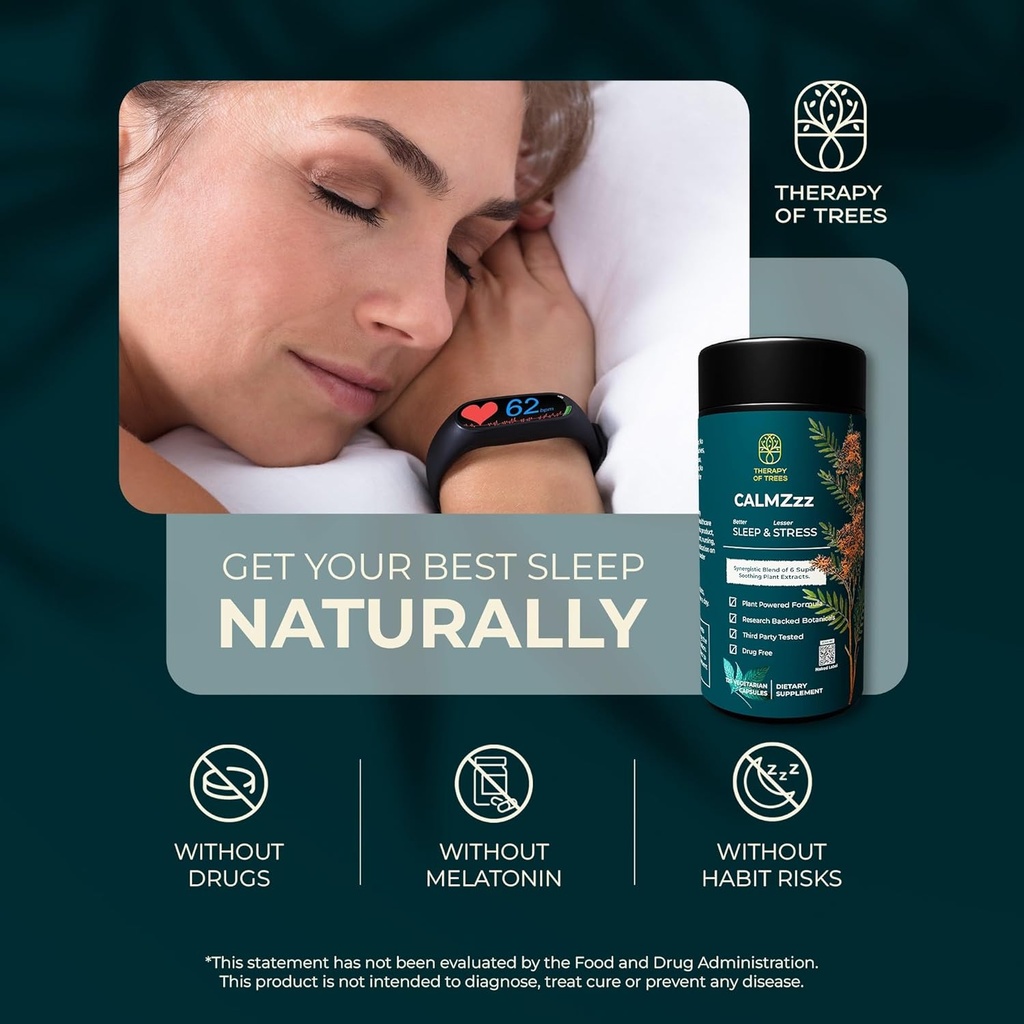 Melatonin Free Sleep Aid,100% Natural| Only Plants Nothing Else, Natural Sleep Aids for Adults, 2 Months Supply, Non-Habit Forming 3
