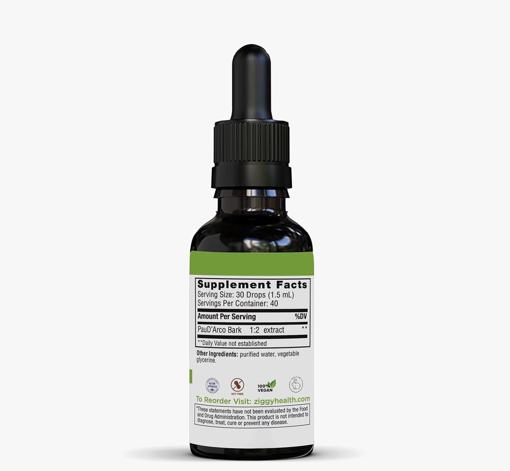 PAU D’arco Extract - Organic Liquid Tincture Drops - Alcohol-Free - for Immune Support & Gut Health, Herbal Supplement Drops, Vegan, 1oz by Ziggy Health 6